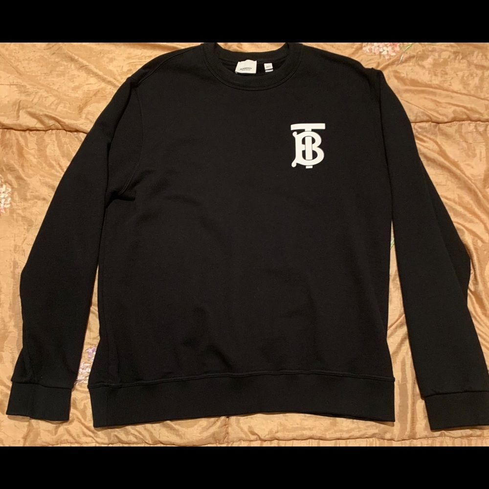 Men’s Burberry New TB Logo Black Crewneck Size L